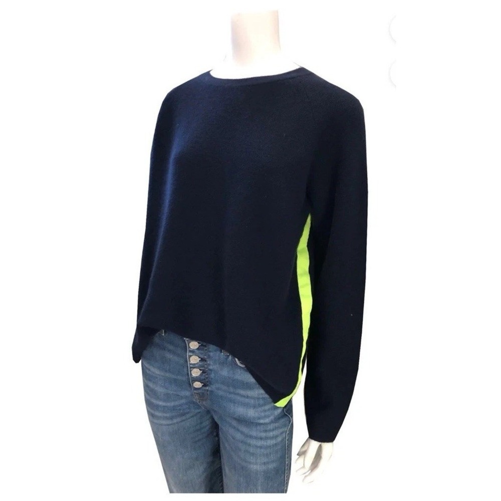 Cortland Park Sag Harbor  Sweater Cashmere Navy Green Stripe Small READ